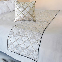 Delilah - Satin Ivory White Decorative Bed Runner and Pillow Cover