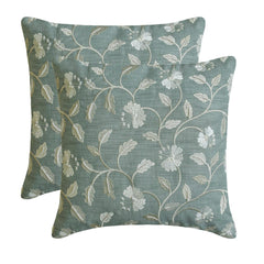 Fiorella - Blue & Gray Cotton Linen Throw Pillow Cover