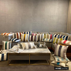 Swathe Orange - Orange Velvet & Linen Fall Lumbar Pillow Cover