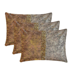 Shimmering Corrosion - Rust & Gold Velvet Lumbar Pillow Cover