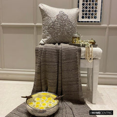 Nazanin Silver - Silver Jacaquard Throw Pillow Cover