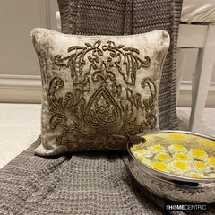 Aureate Whisper - White Velvet Suede Throw Pillow Cover