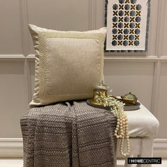 Linen Pearlshine - Beige Linen Throw Pillow Cover
