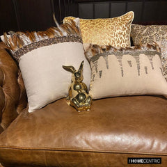 Falling Feathers - Beige Linen Throw Pillow Cover