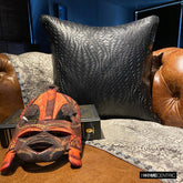 Black Diamond - Black Faux Leather Throw Pillow Cover