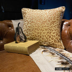 Roar - Beige Velvet Throw Pillow Cover