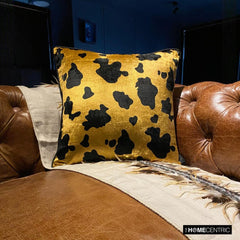 Hello Cow - Gold Velvet Decorative Euro Sham