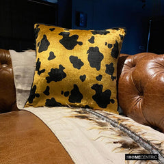 Hello Cow - Gold Velvet Decorative Euro Sham