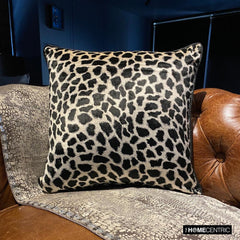 Wild Jungle - Black N White Velvet Throw Pillow Cover