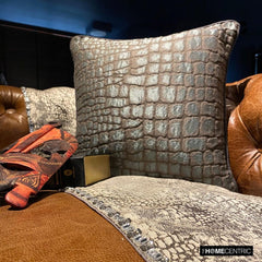 Animal Shimmer - Blue Jacquard Throw Pillow Cover