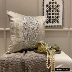 Gilted Sparkle - Gold Jacquard Throw Pillow Cover