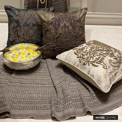 Aureate Brown - Brown Suede Throw Pillow Cover