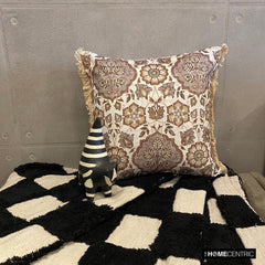 Autumn Serenade - Beige & Gray Velvet Decorative Throw Pillow Cover