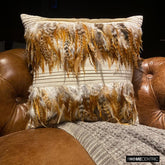Feathered Pretty - Beige Linen Throw Pillow Cover