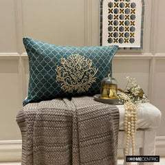 Malika Teal - Teal Velvet Lumbar Pillow Cover