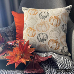 Orange Woven Jacquard Pumpkin Throw Pillow Cover - Spiced Pumpkin