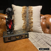 Exotic Feathers - Beige Linen Throw Pillow Cover