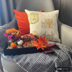 Green Woven Jacquard Home decor Throw Pillow Cover - Pumpkin Fox