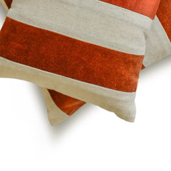 Swathe Orange - Orange Velvet & Linen Fall Lumbar Pillow Cover