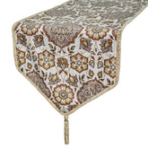 Cider Florals - Beige Velvet Decorative Table Runner