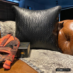 Black Diamond - Black Faux Leather Decorative Euro Sham