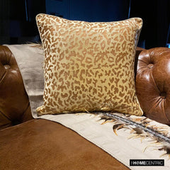 Roar - Beige Velvet Throw Pillow Cover