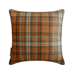 Plaidscape Orange - Orange Velvet Winter Plaid Throw Pillow Cover