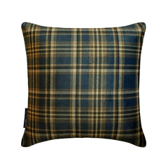 Plaidscape Navy - Navy Blue Velvet Winter Plaid Throw Pillow Cover