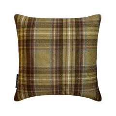 Plaidscape Olive - Green Velvet Winter Plaid Throw Pillow Cover