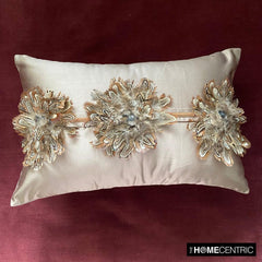 Plume Petal - Brown Satin Lumbar Pillow Cover