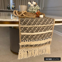 Nomad Lace - Grey Jacquard Decorative Table Runner