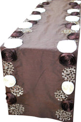 Satin Ribbon - Silk Dupioni Chocolate Brown, Ivory, Wine Decorative Table Runners