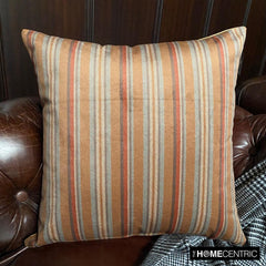 Stripe Flow Orange - Orange Velvet Stripes Throw Pillow Cover