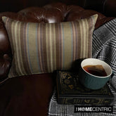 Linear Stripe Olive - Green Velvet Striped Oblong Lumbar Pillow Cover