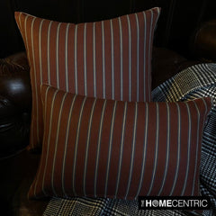 Parallel Stripes - Red Cotton Decorative Oblong Lumbar Pillow Cover