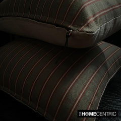 Linear Plush Green - Green Cotton Stripes Throw Pillow Cover