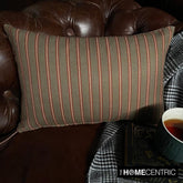 Parallel Stripes Green - Green Cotton Striped Oblong Lumbar Pillow Cover