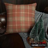 Plaidscape Terracotta - Red Velvet Winter Plaid Throw Pillow Cover