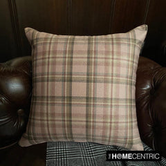 Plaidscape Pink - Pink Velvet Winter Plaid Throw Pillow Cover