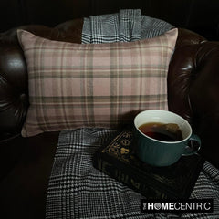 Plaidflow Pink - Pink Velvet Winter Plaid Lumbar Pillow Cover