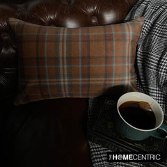 Plaidflow Orange - Orange Velvet Winter Plaid Lumbar Pillow Cover