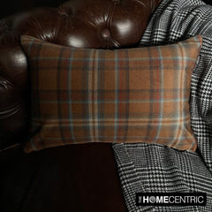 Plaidflow Orange - Orange Velvet Winter Plaid Lumbar Pillow Cover