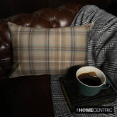 Plaidflow Beige - Beige Velvet Winter Plaid Lumbar Pillow Cover