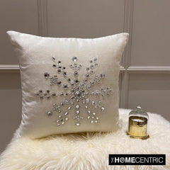 White Velvet Decorative Throw Pillow Cover - Crystal Flake