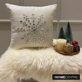 White Velvet Decorative Throw Pillow Cover - Crystal Flake