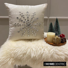 White Velvet Decorative Throw Pillow Cover - Crystal Flake
