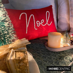 Red Silk Decorative Lumbar Pillow Cover - Noel