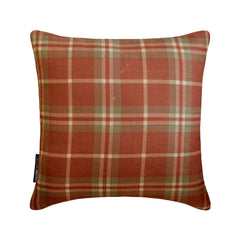 Plaidscape Terracotta - Red Velvet Winter Plaid Throw Pillow Cover
