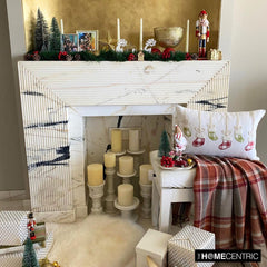 Red Cotton Decorative Lumbar Pillow Cover - Jolly Stocking