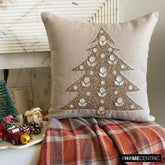 Auric Tree - Gold Linen Decorative Throw Pillow Cover